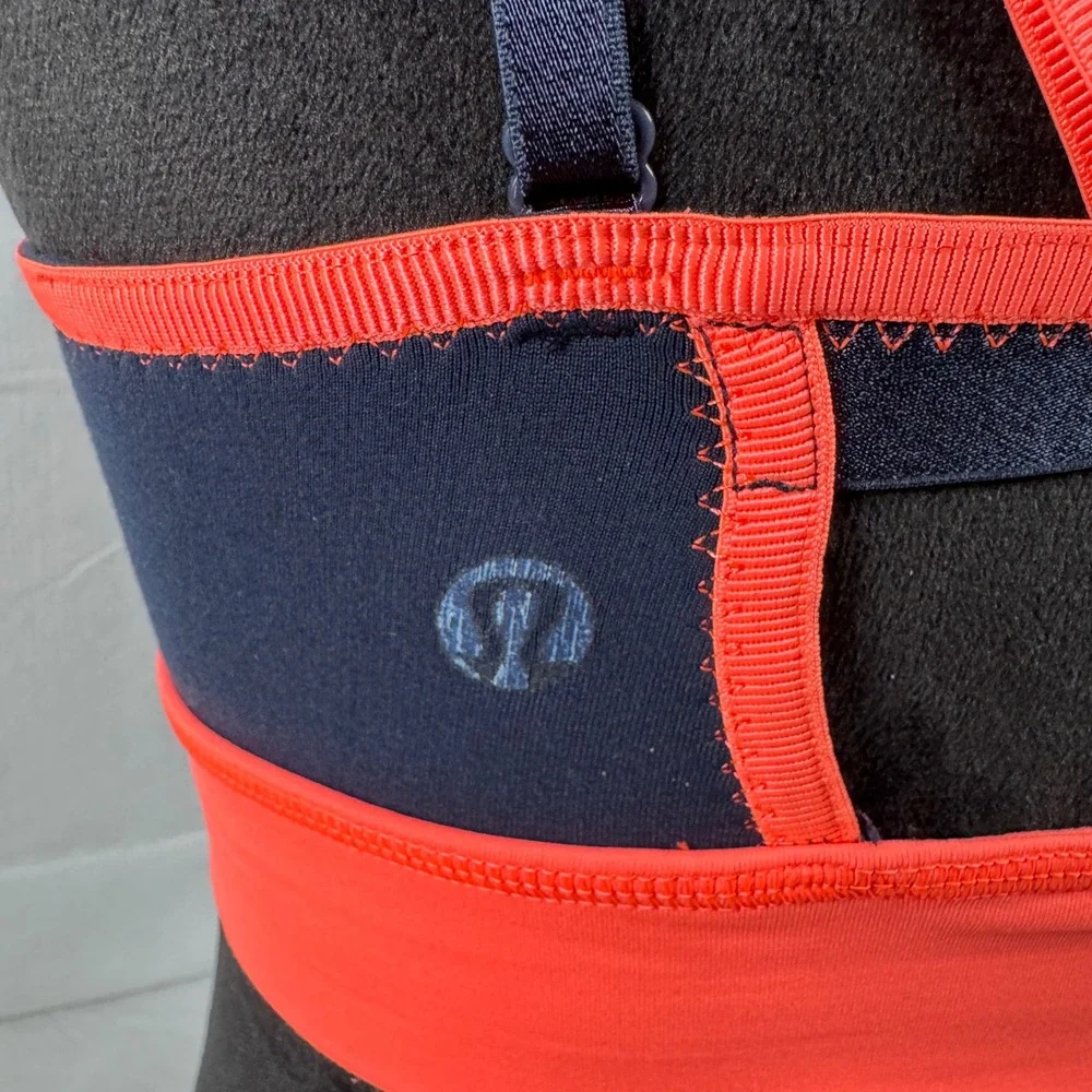 Lululemon Womens Medium Navy Orange Strappy Sports Bra